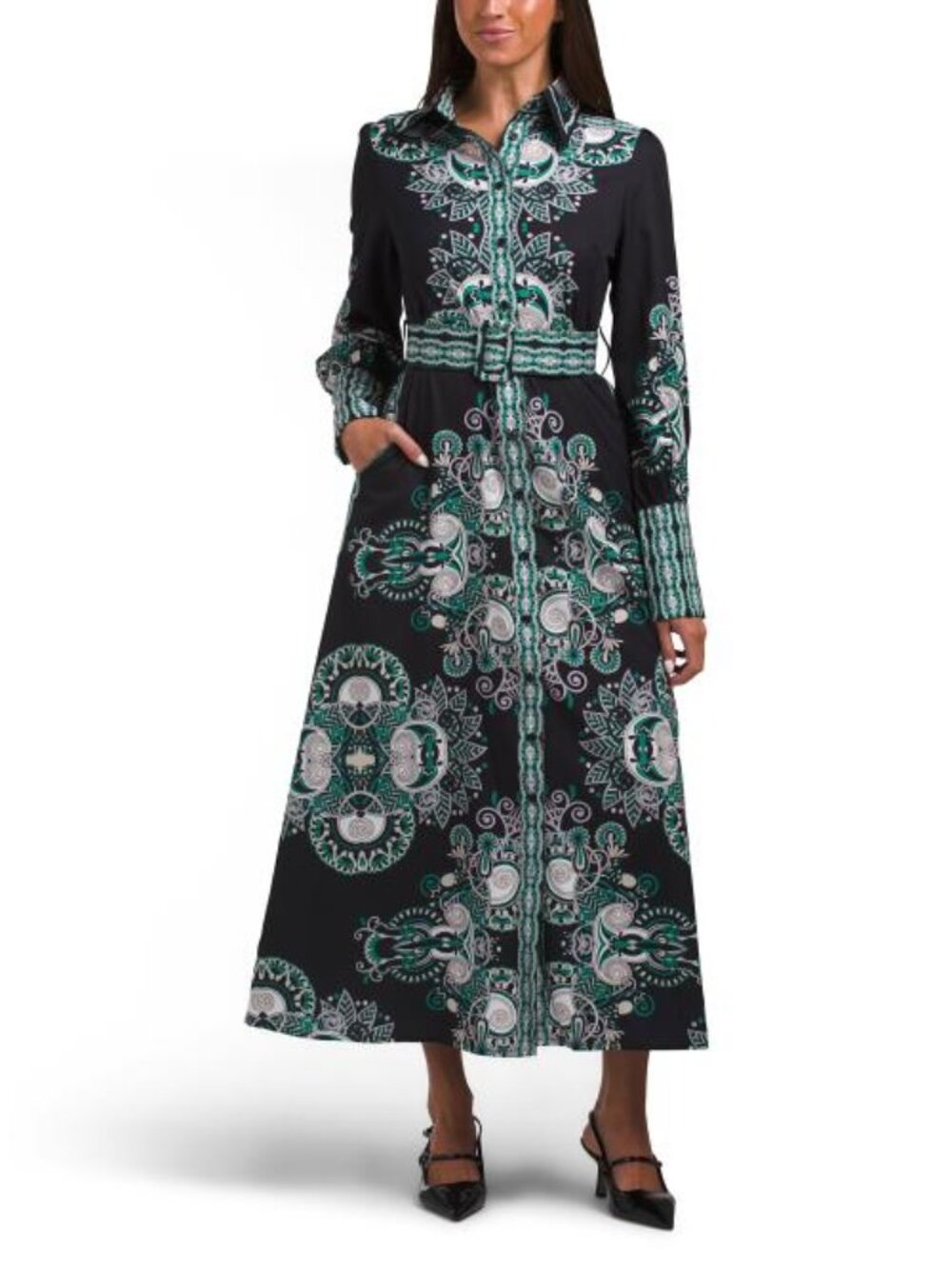NANCY YANG Belted Shirt Dress
